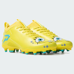 Phenom Elite x SpongeBob SquarePants football cleat — yellow Quantum Speed 2.0 low-cut speed cleat, hero shot