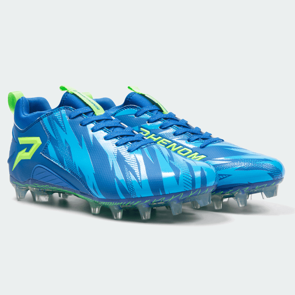Phenom Elite x Kool-Aid Great Bluedini football cleat — Quantum Speed royal blue low-cut speed cleat, hero shot