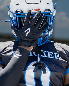 Phenom Elite Quantum Fierce black padded football gloves lifestyle