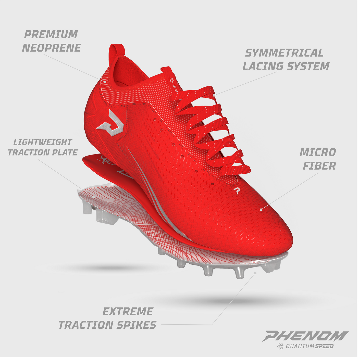 Quantum Speed Football Cleats Red — Phenom Elite Brand