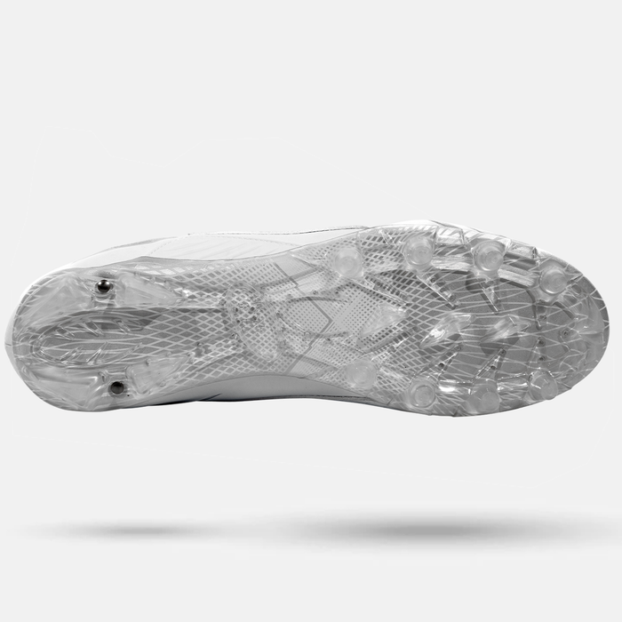 White and 2025 silver football cleats