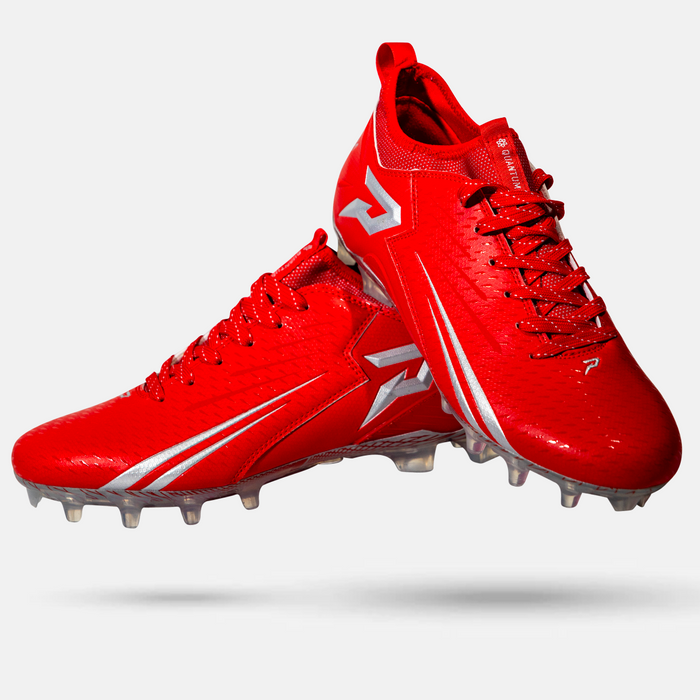 Solid red 2025 football cleats