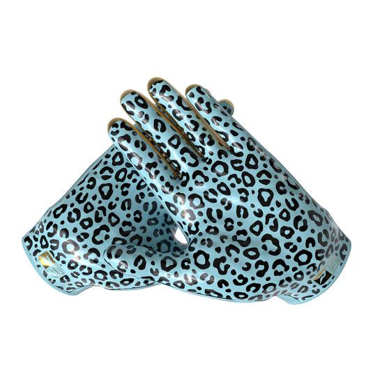 Phenom Elite Quantum Fierce Youth & Adult Padded Football Gloves - Aqua Leopard