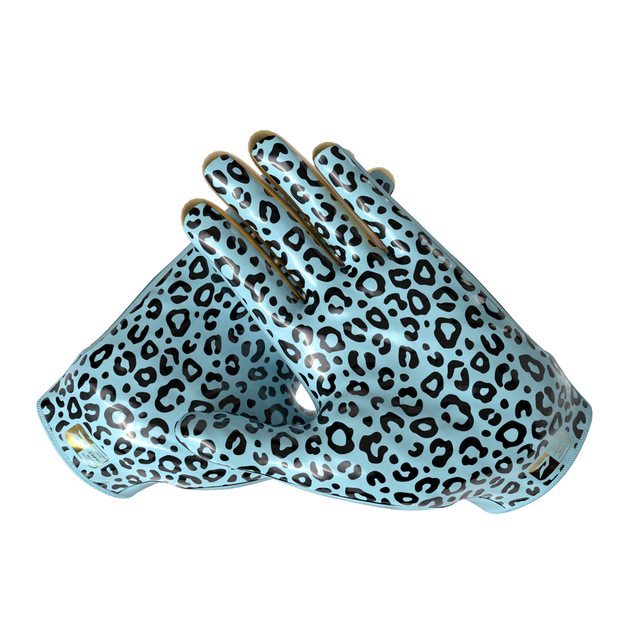 Phenom Elite Quantum Fierce Youth & Adult Padded Football Gloves - Aqua Leopard