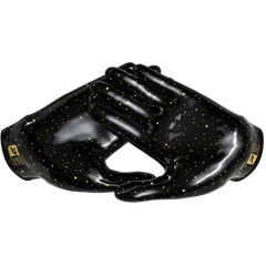 Phenom Elite Quantum Fierce Gold Rush Black padded football gloves — Vapor-Stick palm grip detail