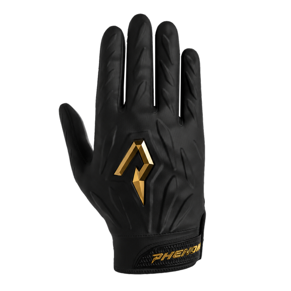Phenom Elite Quantum Fierce Youth & Adult Padded Football Gloves - Gold Rush Black