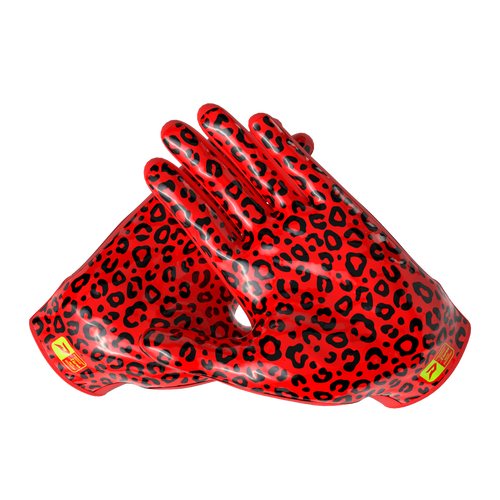 Phenom Elite Quantum Fierce Youth & Adult Padded Football Gloves - Red Leopard