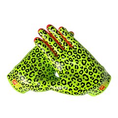 Phenom Elite Quantum Fierce Slime Leopard padded football gloves — Vapor-Stick palm grip detail