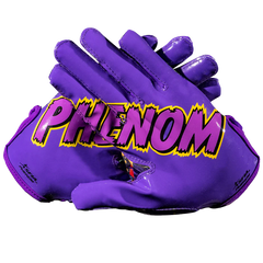 Phenom Elite x Scooby-Doo Unmasked VPS1 Vapor-Stick football gloves — purple, green, yellow, black villain artwork, alternate product view