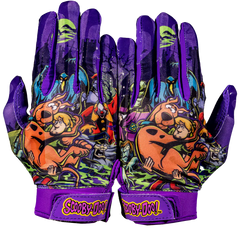 Phenom Elite x Scooby-Doo Unmasked VPS1 Vapor-Stick football gloves — product detail with Scooby and Shaggy comic artwork
