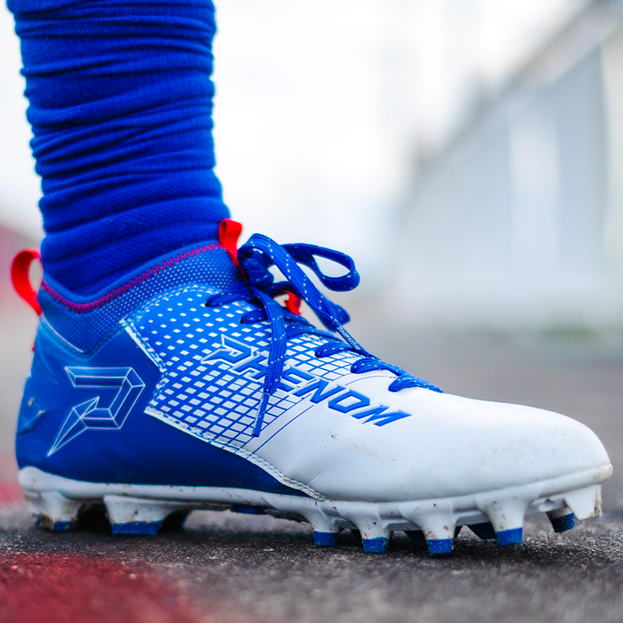 Red and top blue cleats