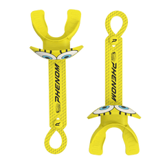 Phenom Elite x Nickelodeon SpongeBob HexaFlow 4.0 SnapPlate football mouthguard — dual product view, inner guard and SnapPlate overlay