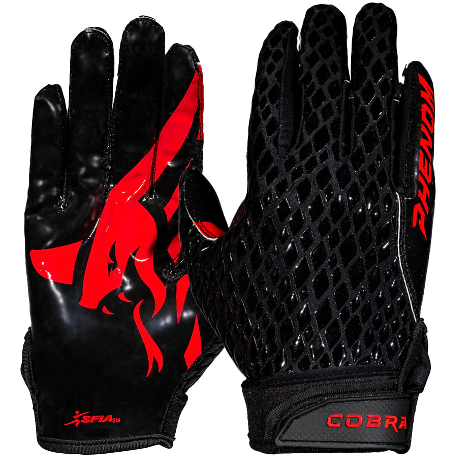 Phenom Elite Football Gloves VPS4 Black Cobra Skin Phenom Elite Brand