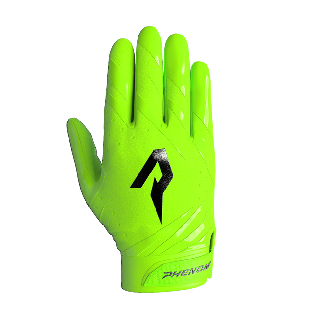 Phenom Elite Vapor-Stick adult football gloves — Slime Green team color, product shot