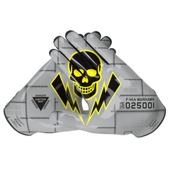 Phenom Elite Warhawk Vapor-Stick football gloves — grey receiver gloves, palm view showing Vapor-Stick grip and pinky extension