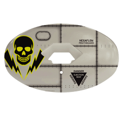 Phenom Elite Hexa-Flow Warhawk football mouthguard — grey hangar-inspired design matching the Warhawk cleat
