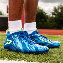 Phenom Elite Kool-Aid Bluedini football cleat — product detail close-up