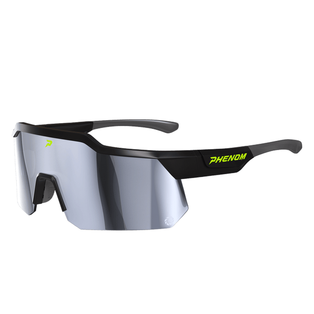 Phenom Focus Performance Sunglasses in Black Ops - blacked-out wraparound sport sunglasses, front view