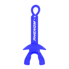 Phenom Elite Hexa-Flow 4.0 football mouthguard — royal blue ready-to-wear design with loop-closure strap