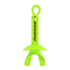 Phenom Elite Hexa-Flow 4.0 football mouthguard — slime green ready-to-wear design with loop-closure strap