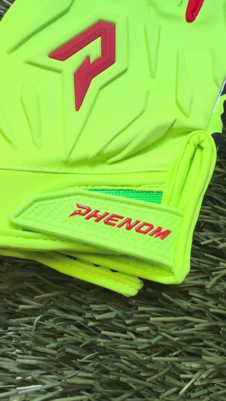 Phenom Elite Quantum Fierce Youth & Adult Padded Football Gloves - Slime Leopard