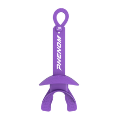 Phenom Elite Hexa-Flow 4.0 football mouthguard — purple ready-to-wear design with loop-closure strap