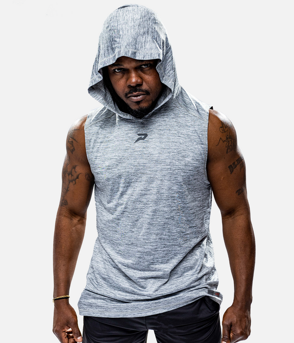 Quantum Lite Performance Raglan Sleeveless Hoodie Heather Grey