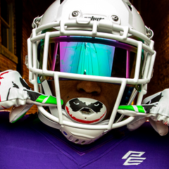 Phenom Elite x DC Comics The Joker Hexa-Flow football mouthguard — product shot of licensed purple Joker design