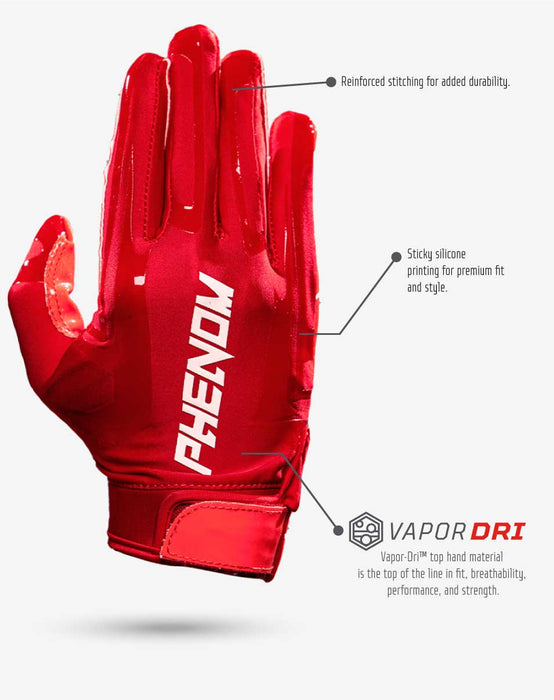 Red Villain Football Gloves - VPS1 by Phenom Elite