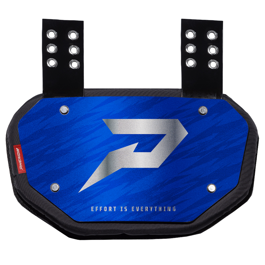 Phenom Elite Football Back Plate - Royal Blue with Chrome P Logo