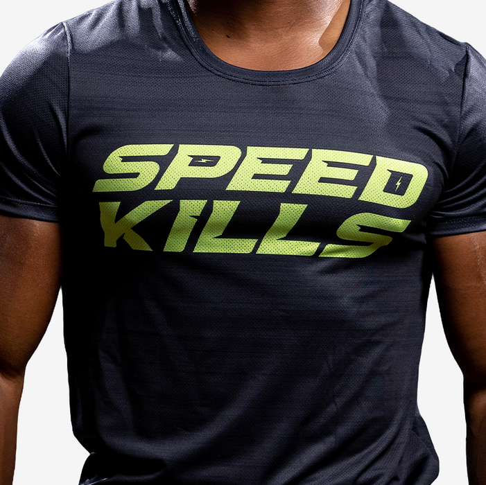 Speed Kills Performance Tee - Heather Black / Slime